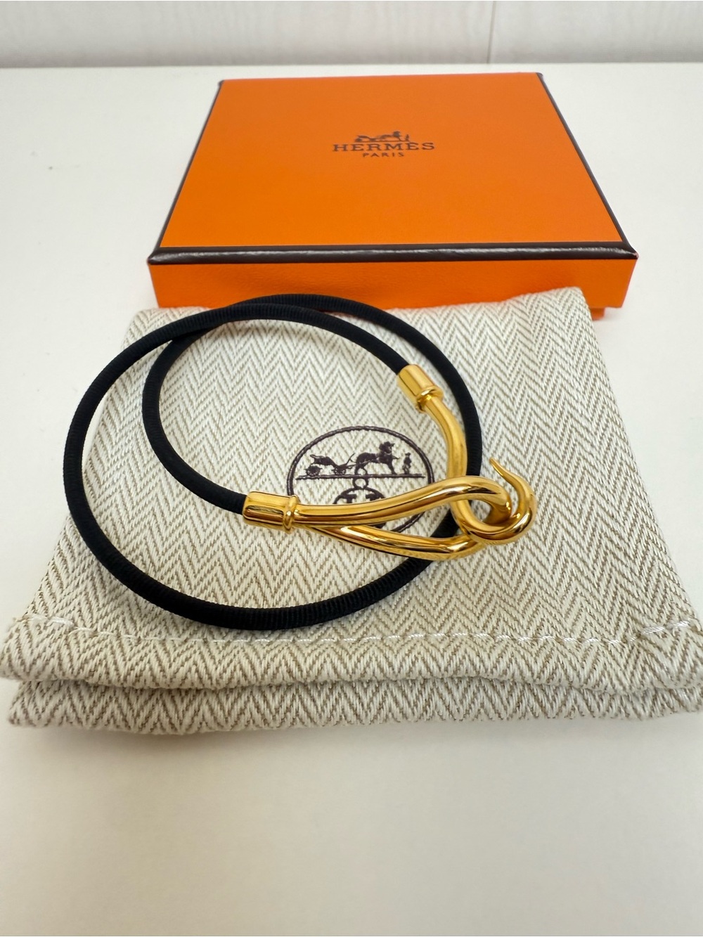 Hermès Cord Jumbo Hook Double Tour Bracelet